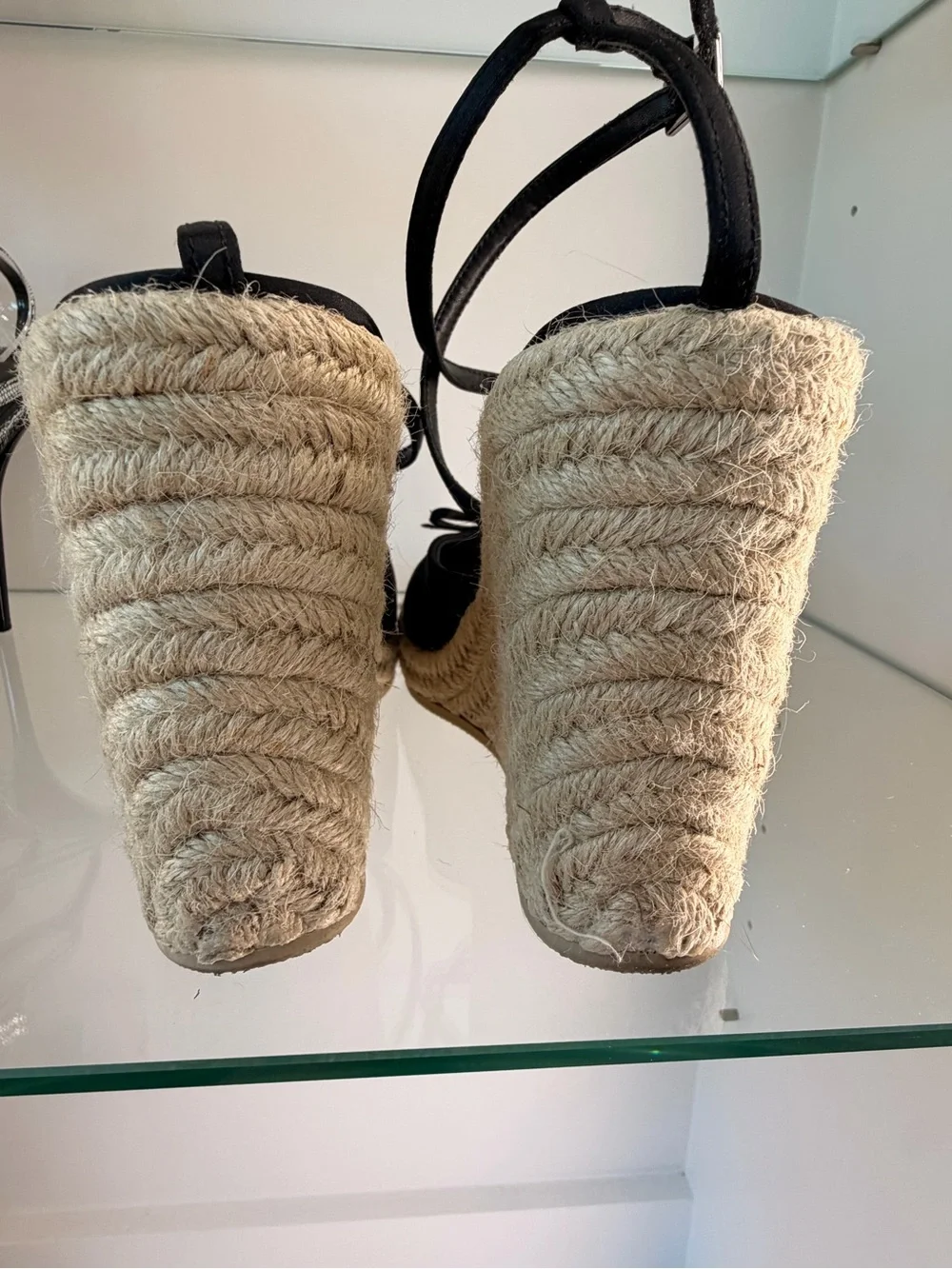 Zara Black Espadrille Wedge Sandals with Ankle Straps